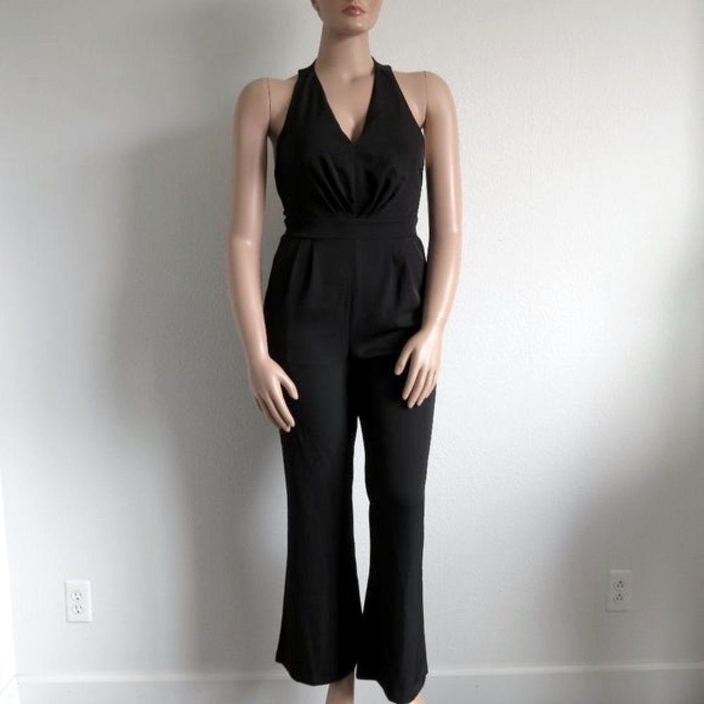 IBTOM CASTLE Women's Halter Flare Leg Jumpsuit Romper Size L NWT